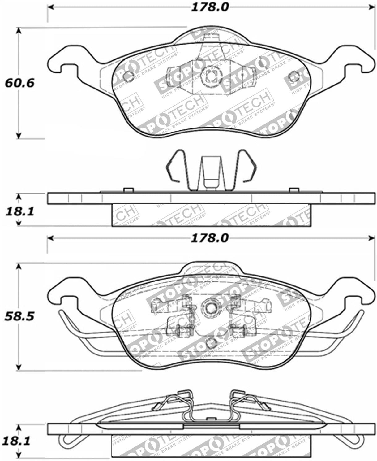 Stoptech 309 Front Brake Pads - Ford Focus Zetec 2000-2004