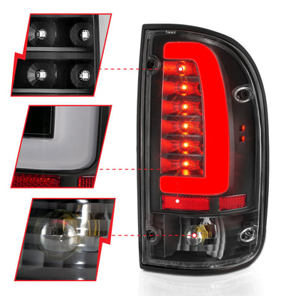 ANZO 95-00 Toyota Tacoma LED Taillights Black Housing Clear Lens - 311353