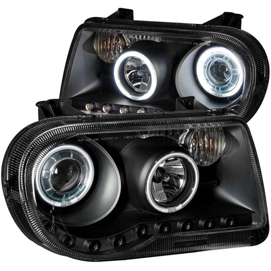 ANZO 2005-2010 Chrysler 300C Projector Headlights w/ Halo Black (CCFL) - 121251