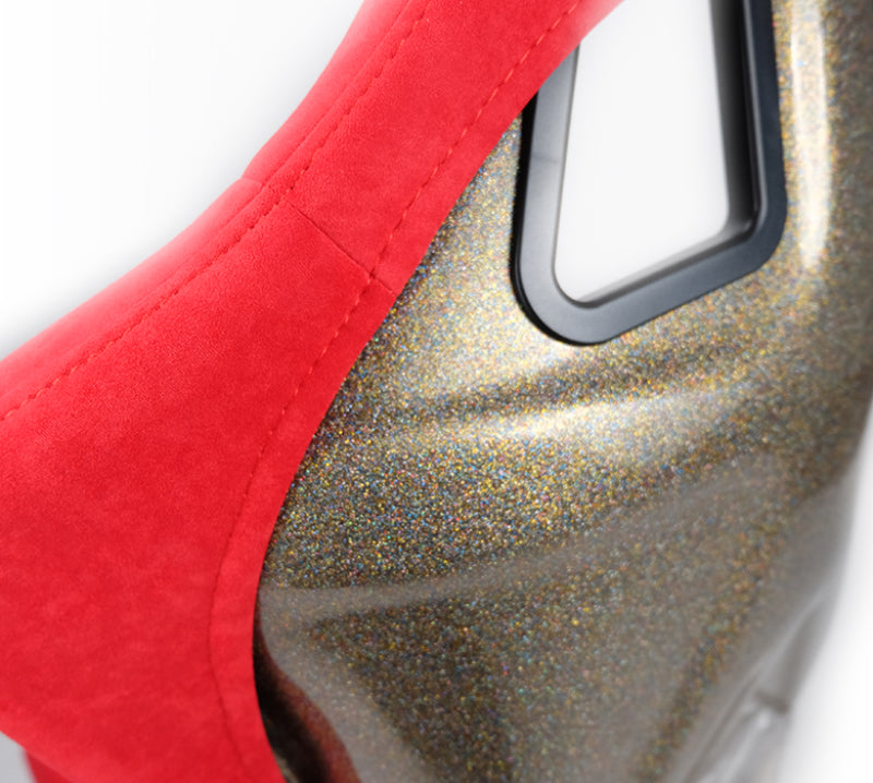 NRG FRP Bucket Seat ULTRA Edition - Large (Red Alcantara/Gold - FRP-302RD-ULTRA