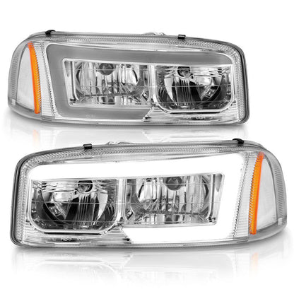 Anzo 99-17 GMC Sierra/Denali Headlights Chrome Amber (w/C Light Bars) - 111523