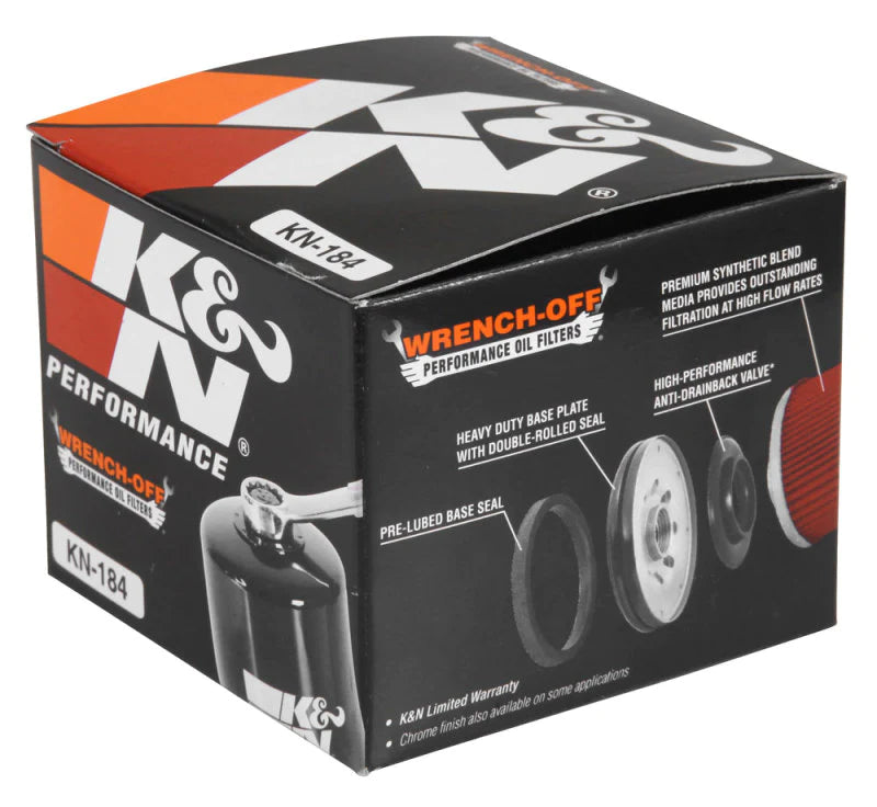 K&N Oil Filter 2.688in Height x 3.031in OD Powersports - - KN-184