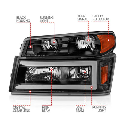 ANZO 04-12 GM Colorado/Canyon/I-Series Crystal Headlights - w/ Light Bar - 111558-C-Dub Tech