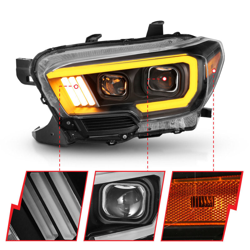 ANZO 2016-2017 Toyota Tacoma Projector Headlights w/ Plank Style Switchback - 111397-C-Dub Tech