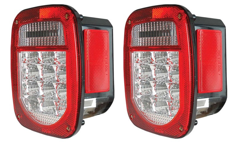 ANZO 1976-1985 Jeep Wrangler LED 2 Lens - Red/Clear, Chrome - 861082-C-Dub Tech