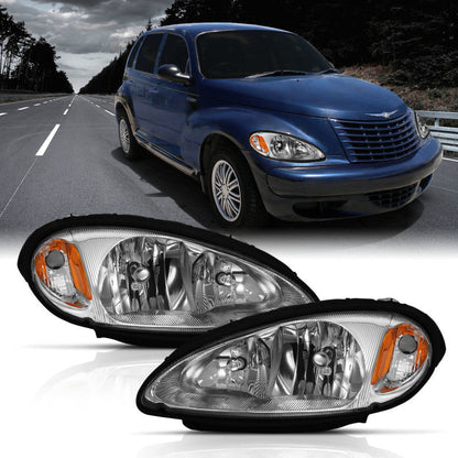 ANZO 2001-2005 Chrysler Pt Cruiser Crystal Headlight Chrome Amber (OE) - 111472-C-Dub Tech
