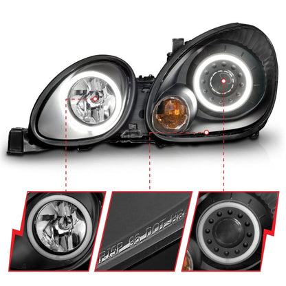 ANZO 1998-2005 Lexus Gs300 Projector Headlights w/ Halo Black - 121144-C-Dub Tech