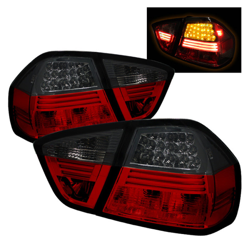 Spyder BMW E90 3-Series 06-08 4Dr LED Tail Lights Red - 5000910