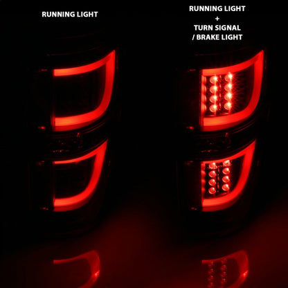 ANZO 2009-2013 Ford F-150 LED Taillights Black - 311257-C-Dub Tech