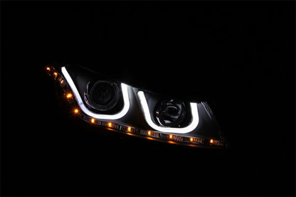 ANZO 2008-2012 Honda Accord Projector Headlights w/ U-Bar Black - 121483