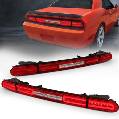 ANZO 08-10 Dodge Challenger LED Taillights - Red/Clear w/Sequential Turn - 321348