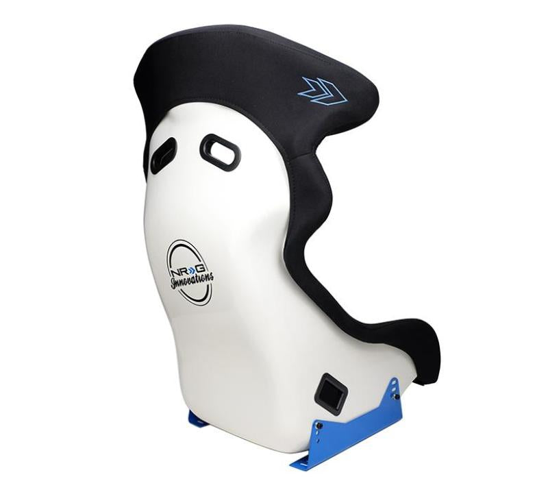 NRG FRP Bucket Seat - White Finish with Arrow Embroidery - FRP-600WT
