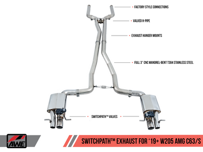 AWE Tuning 2019+ Mercedes-Benz C63/S AMG Sedan (W205) w/DPE SwitchPath - 3025-11006-C-Dub Tech