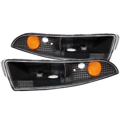 ANZO 1993-2002 Chevrolet Camaro Euro Parking Lights Black w/ Amber - 511045