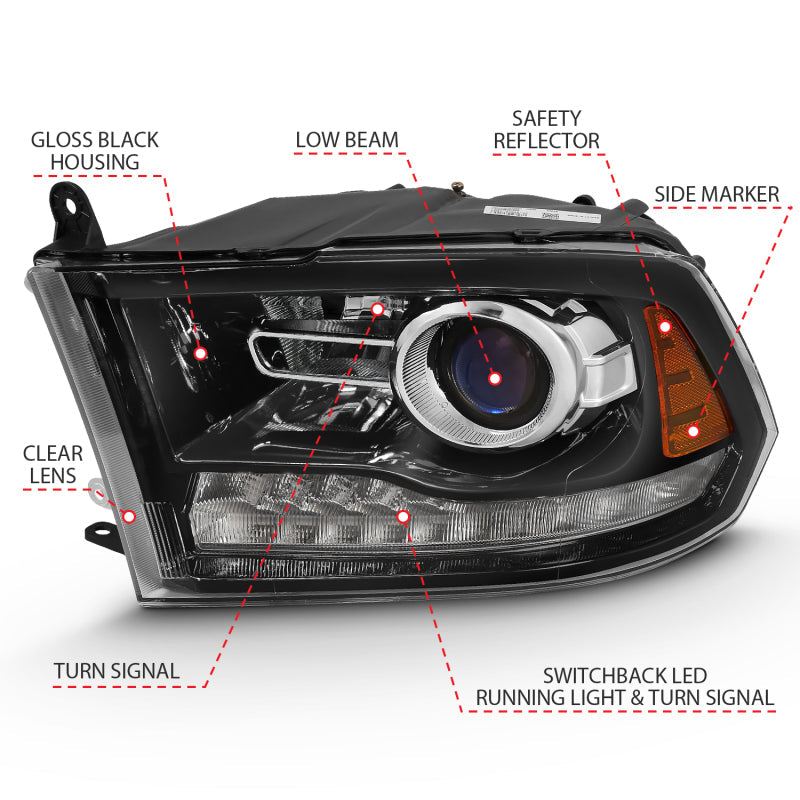 ANZO 2009-2018 Dodge Ram 1500 Projector Plank Style Switchback H.L - 111439