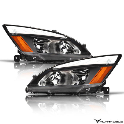 Alpha Owls 2003-2007 Honda Accord LM Series Headlights (Crystal Headlights Black housing w/ LumenX Light Bar)-C-Dub Tech