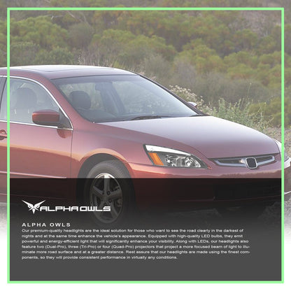 Alpha Owls 2003-2007 Honda Accord LM Series Headlights (Crystal Headlights Black housing w/ LumenX Light Bar)-C-Dub Tech