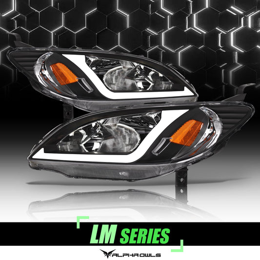 Alpha Owls 2004-2005 Honda Civic LM Series Headlights (Crystal Headlights Black housing w/ LumenX Light Bar)-C-Dub Tech