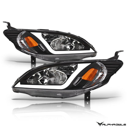 Alpha Owls 2004-2005 Honda Civic LM Series Headlights (Crystal Headlights Black housing w/ LumenX Light Bar)-C-Dub Tech