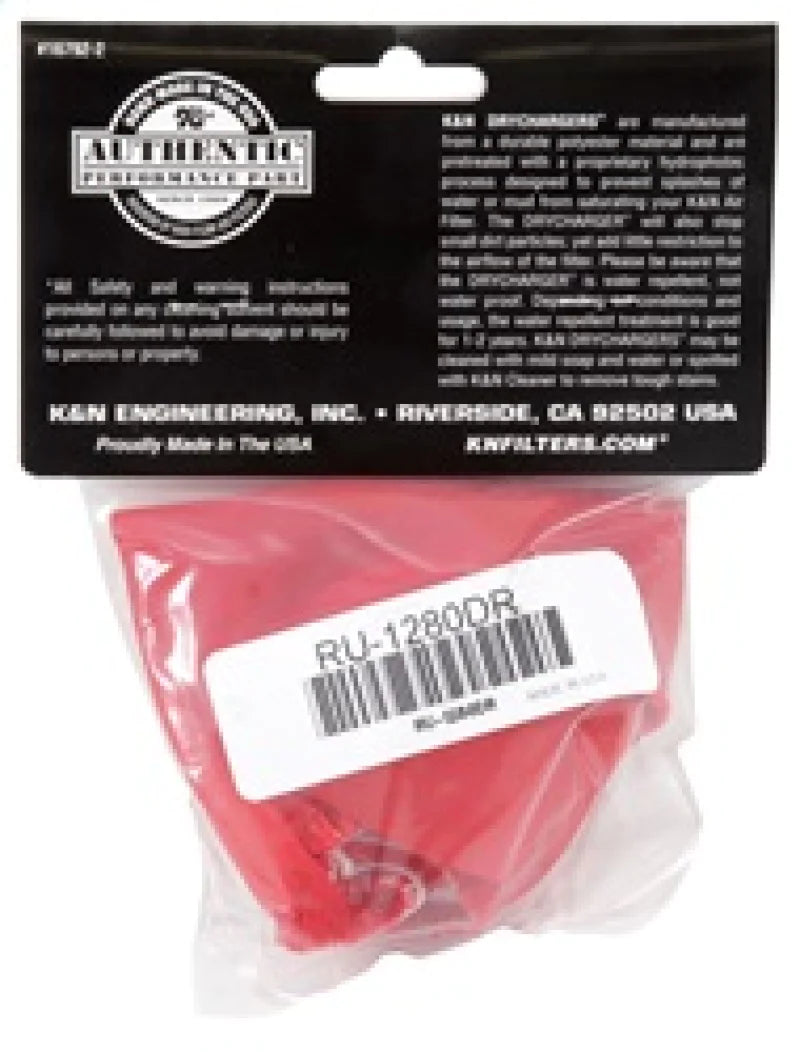 K&N Drycharger Air Filter Wrap - Round Straight - Red - RU-1280DR