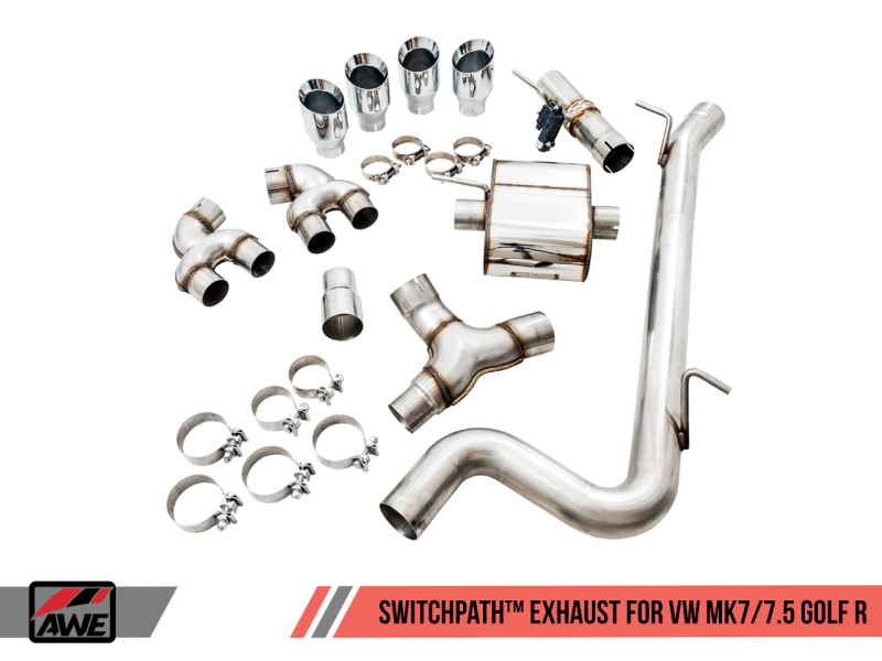 AWE Tuning Volkswagen Golf R MK7.5 SwitchPath Exhaust w/Chrome Silver - 3025-42066-C-Dub Tech