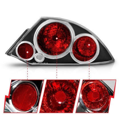 ANZO 2000-2005 Mitsubishi Eclipse Taillights Black - 221081