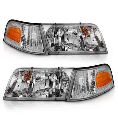 ANZO 1998-2005 Ford Crown Victoria Crystal Headlight Chrome With Bumper - 121556-C-Dub Tech