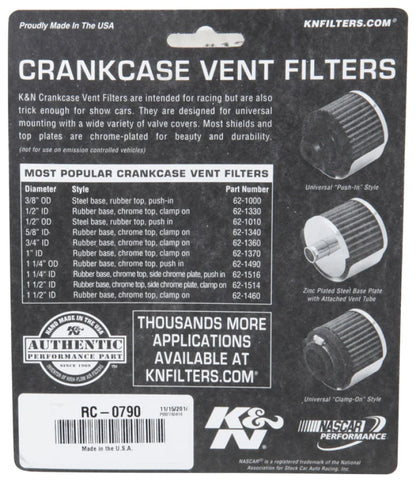 K&N Universal Chrome Filter 1 3/8 inch FLG / 2 - RC-0790