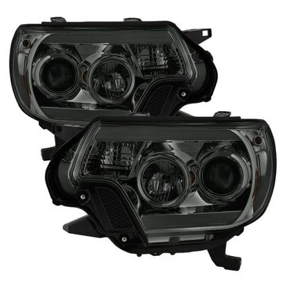 Spyder Toyota Tacoma 12-16 Projector Headlights Light Bar DRL Smoke - 5081728