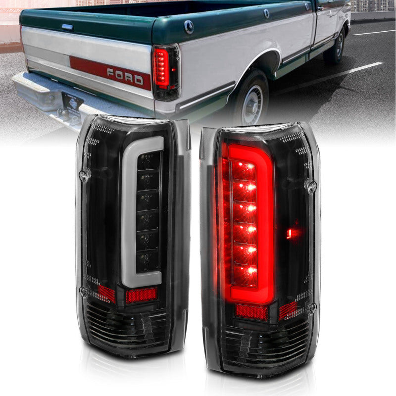 ANZO 1987-1996 Ford F-150 LED Taillights Black Housing Clear Lens - 311350