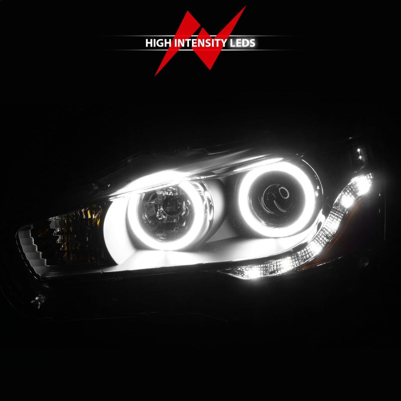 ANZO 2008-2015 Mitsubishi Lancer Projector Headlights w/ Halo Black (CCFL) - 121428-C-Dub Tech