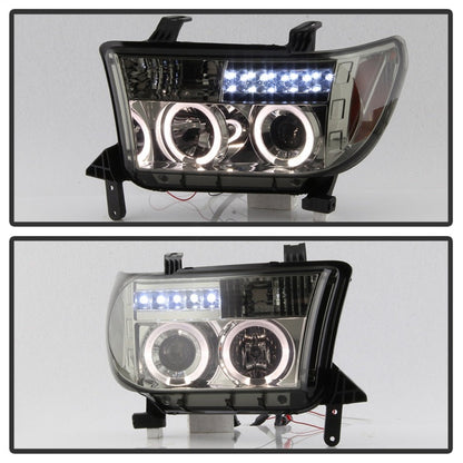 Spyder Toyota Tundra 07-13 Projector Headlights LED Halo LED Smke - 5012043