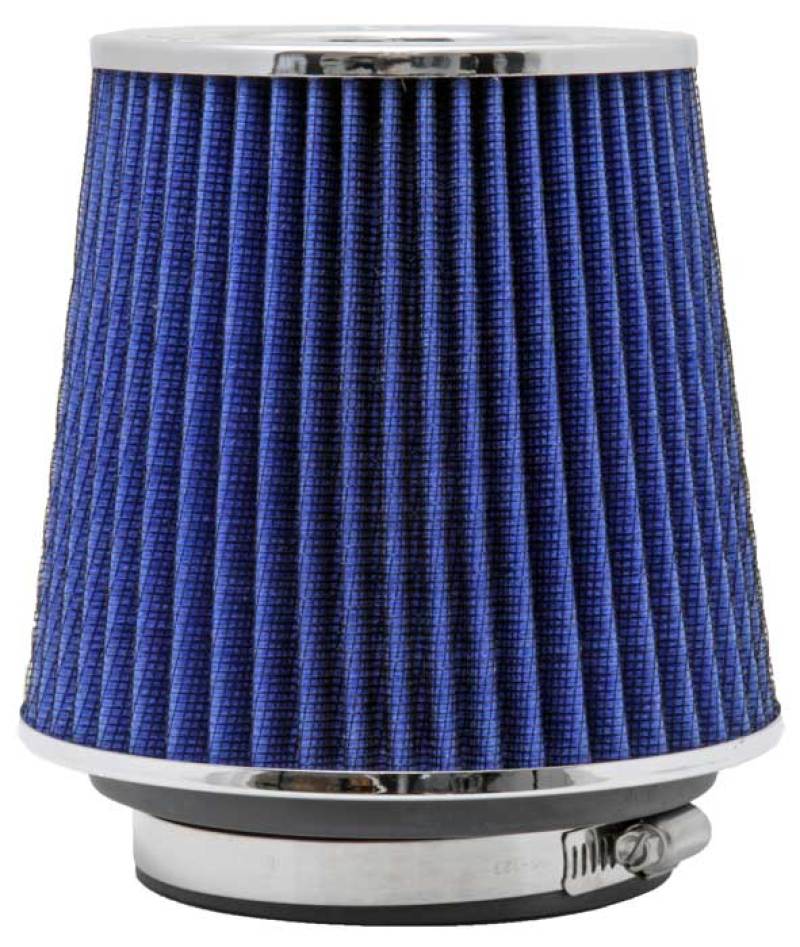 K&N Universal Air Filter Chrome Round Tapered Blue - 4in - RG-1001BL