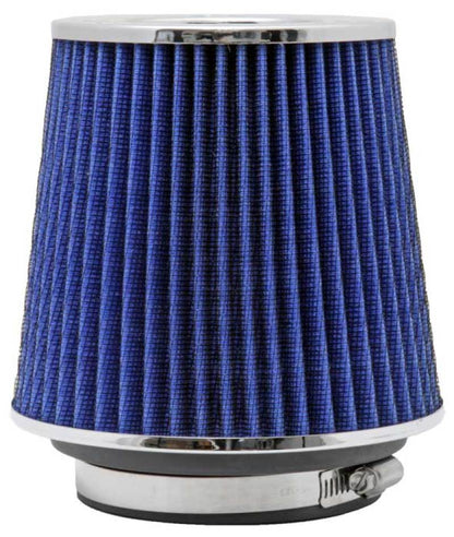 K&N Universal Air Filter Chrome Round Tapered Blue - 4in - RG-1001BL