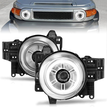 ANZO 2007-2013 Toyota Fj Cruiser Projector Headlights w/ Halo Chrome - 111115-C-Dub Tech