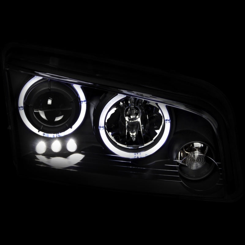 ANZO 2006-2010 Dodge Charger Projector Headlights w/ Halo Black - 121381-C-Dub Tech