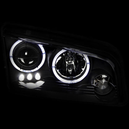 ANZO 2006-2010 Dodge Charger Projector Headlights w/ Halo Black - 121381-C-Dub Tech