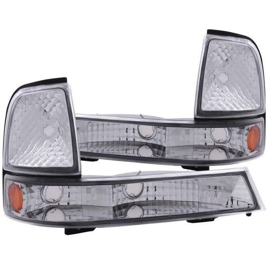 ANZO 1998-2000 Ford Ranger Euro Parking Lights Chrome w/ Amber - 511003-C-Dub Tech