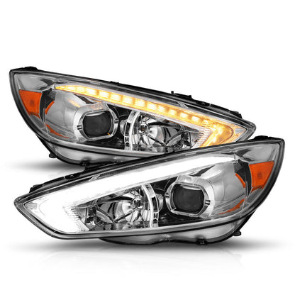 ANZO 15-18 Ford Focus Projector Headlights - w/ Light Bar - 121565-C-Dub Tech