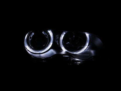 ANZO 2000-2003 BMW 3 Series E46 Projector Headlights w/ Halo - 121269