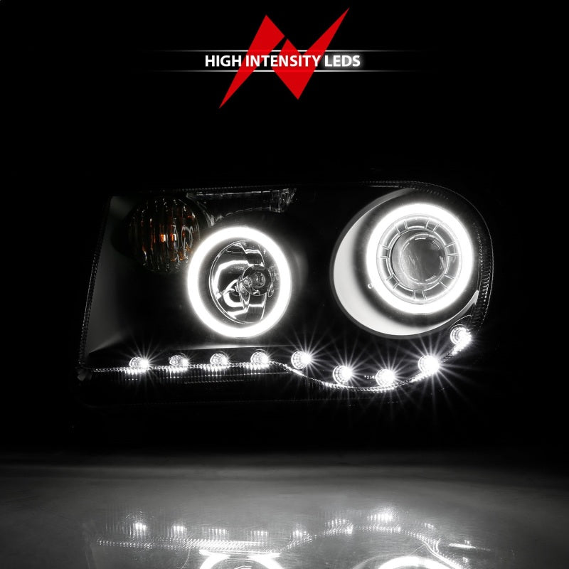 ANZO 2005-2010 Chrysler 300C Projector Headlights w/ Halo Black (CCFL) - 121251