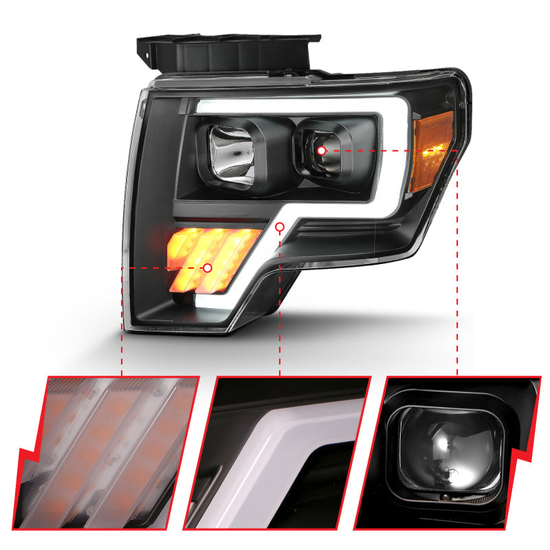 ANZO 2009-2014 Ford F-150 Projector Light Bar G4 H.L. Black - 111445