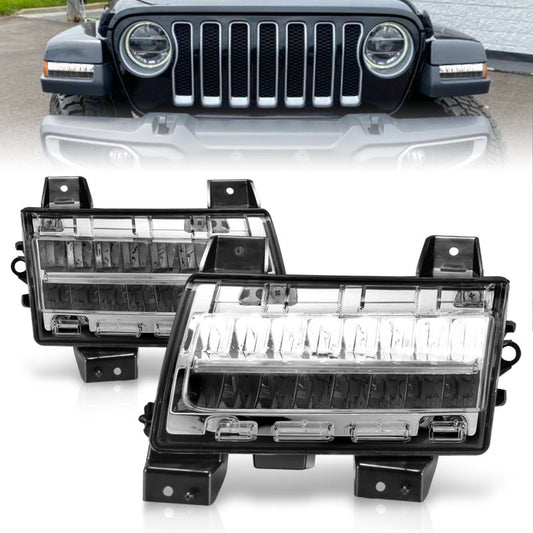 ANZO 2018-2021 Jeep Wrangler LED Side Markers Chrome Housing Clear - 511086