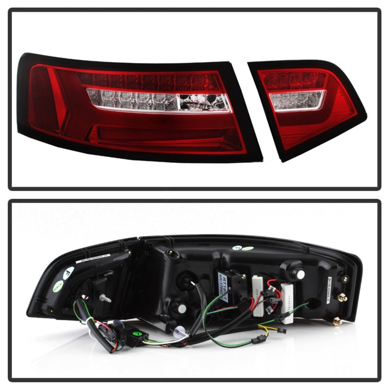 Spyder 09-12 Audi A6 LED Tail Lights - Red Clear - 5085191