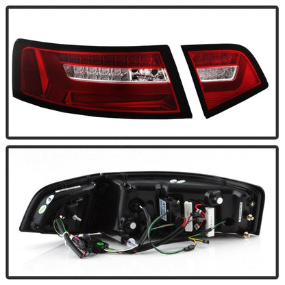 Spyder 09-12 Audi A6 LED Tail Lights - Red Clear - 5085191