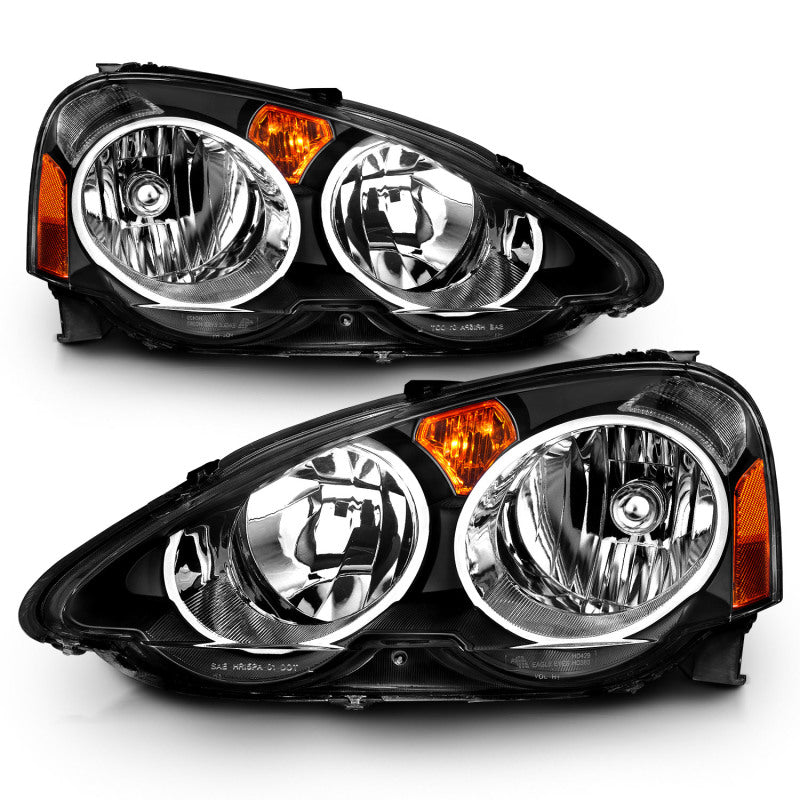 ANZO 2002-2004 Acura Rsx Crystal Headlights Black - 121209-C-Dub Tech