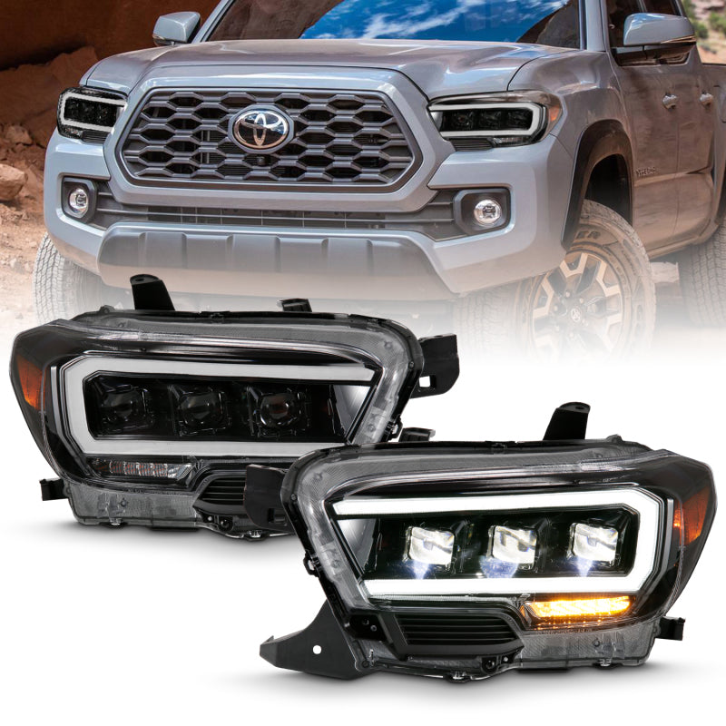 ANZO 2016-2018 Toyota Tacoma LED Projector Headlights Plank Style Black - 111496-C-Dub Tech