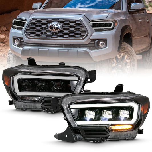 ANZO 2016-2018 Toyota Tacoma LED Projector Headlights Plank Style Black - 111496