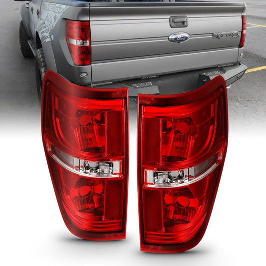 ANZO 2009-2014 Ford F-150 Euro Taillight Red/Clear (W/O Bulb) - 311299