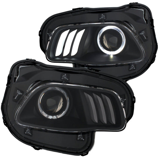 ANZO 2014-2016 Jeep Cherokee Projector Headlights Black clear w/ white - 111353-C-Dub Tech